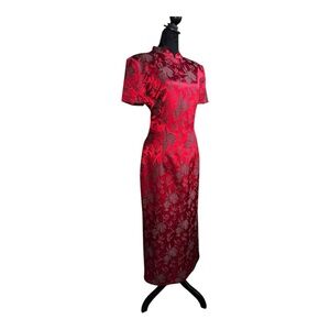 Vintage Donna Morgan Qipao Cheongsam mandarin gown size‎ 12 red/black